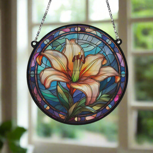 Lily Stained Glass Effect Suncatcher